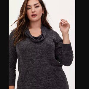 Torrid Super Soft Plush Cowl Neck Raglan Tunic Knit Sweatshirt Size 4x Gray
